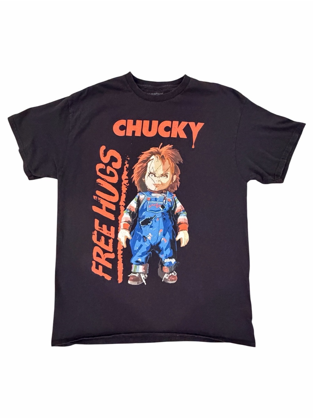 Chucky - Child's Play Free Hugs Graphic Black 100% Cotton Tee Shirt Size Large